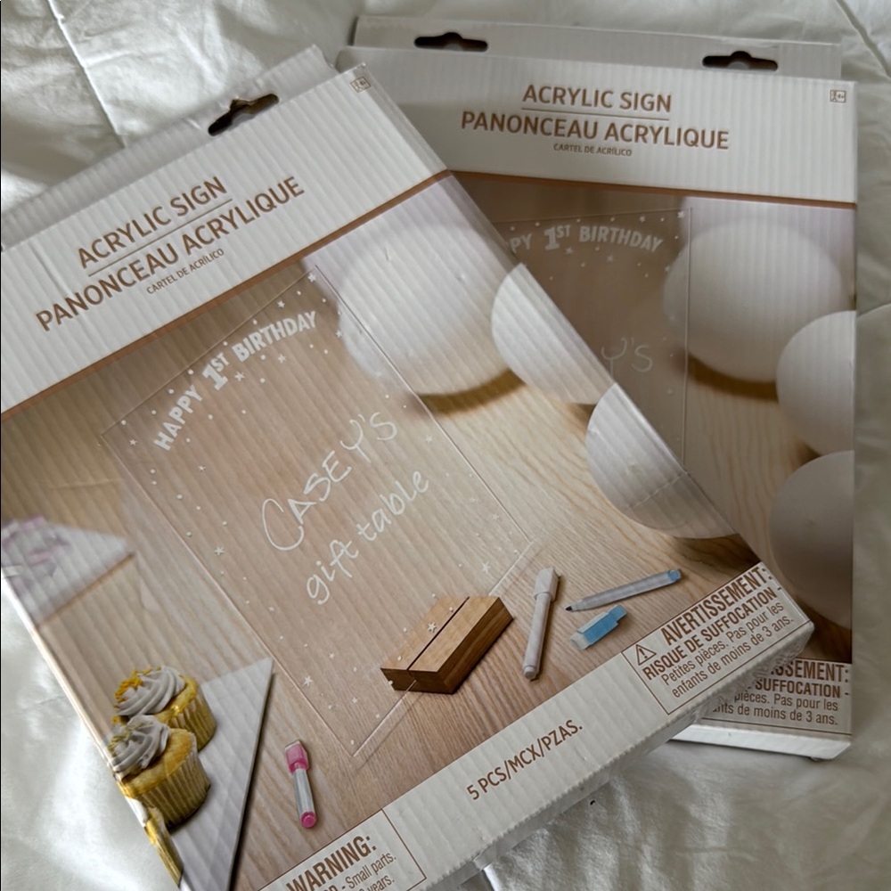 Party City Acrylic Sign Set - White and Tan